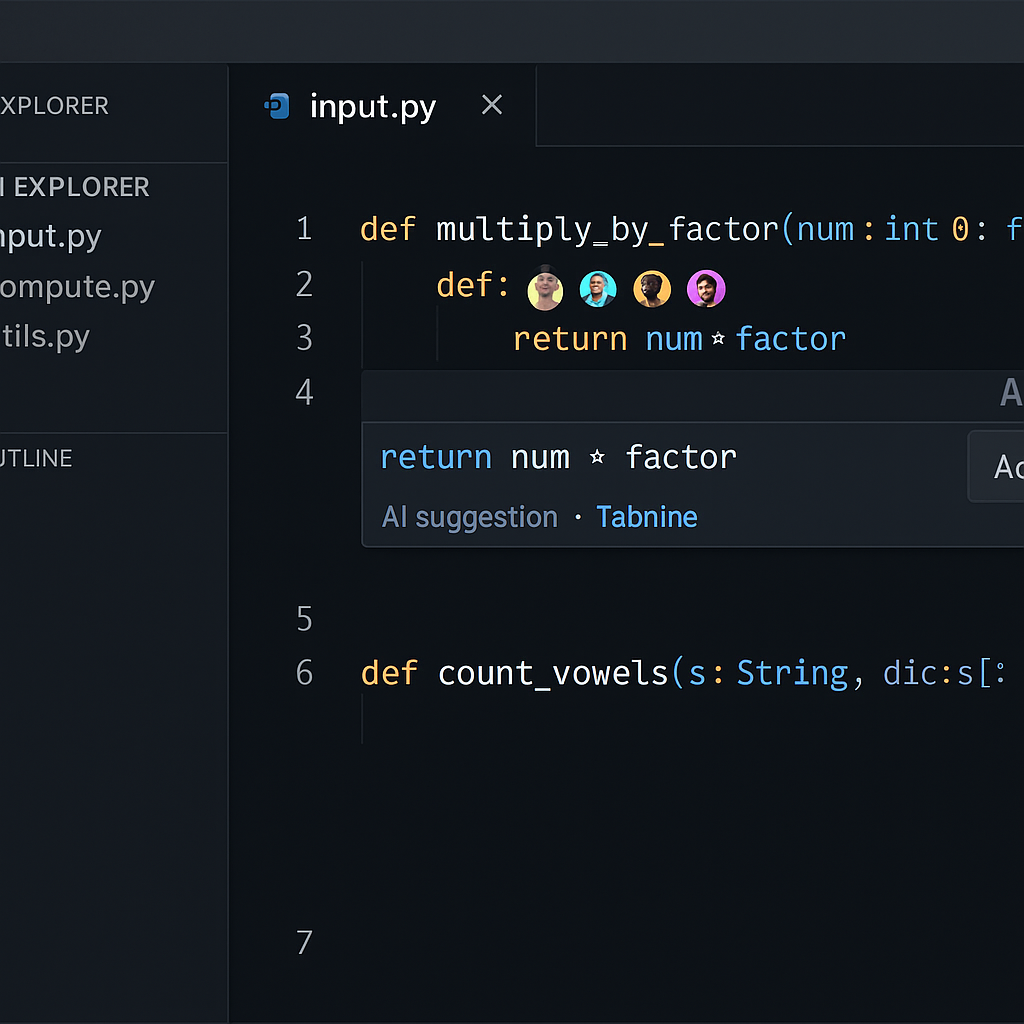 Screenshot of AI coding agents interface showing auto code suggestions and real-time collaboration features

