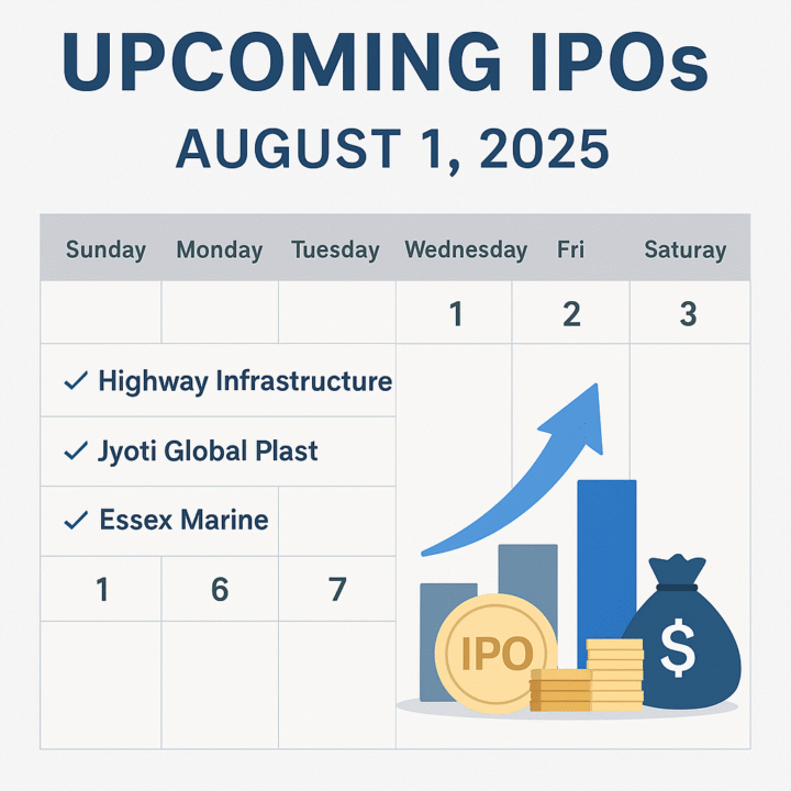 List of upcoming IPOs in the week starting August 1, 2025 including Highway Infrastructure, Jyoti Global Plast, and Essex Marine