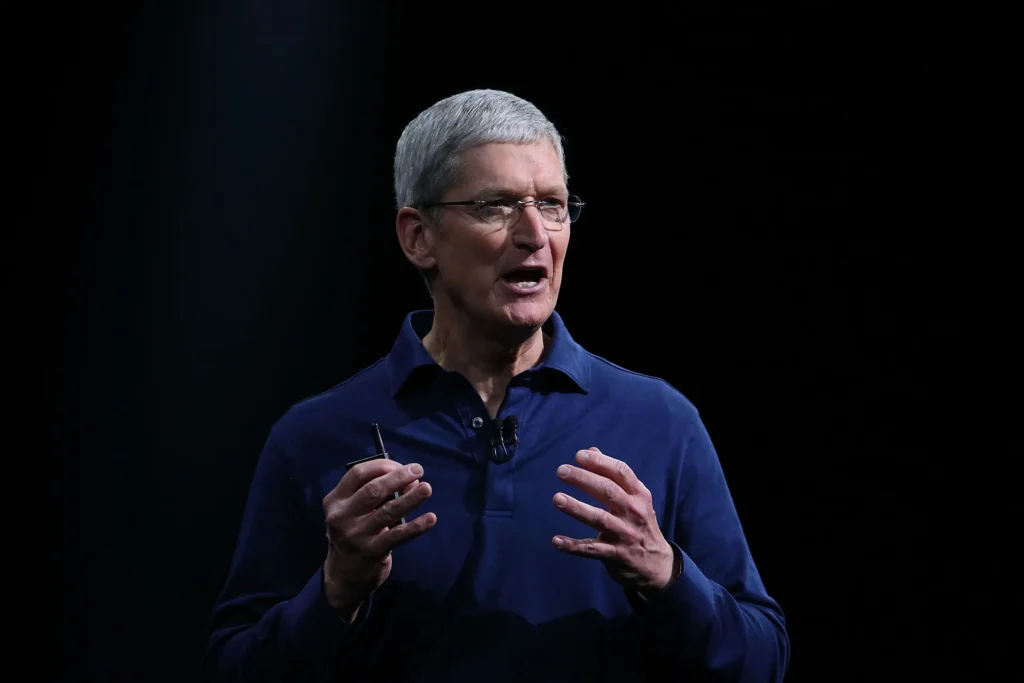 Apple CEO Tim Cook speaking about the importance of AI adoption and how artificial intelligence will shape the future of careers and education