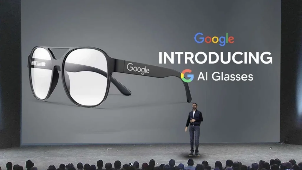 Concept design of Google Gemini AI smart glasses featuring a heads-up display and stylish frame for the 2026 launch