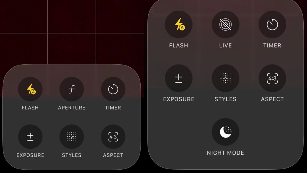 iPhone 17 Pro camera interface showing the missing Night Mode icon in Portrait settings compared to previous Pro models